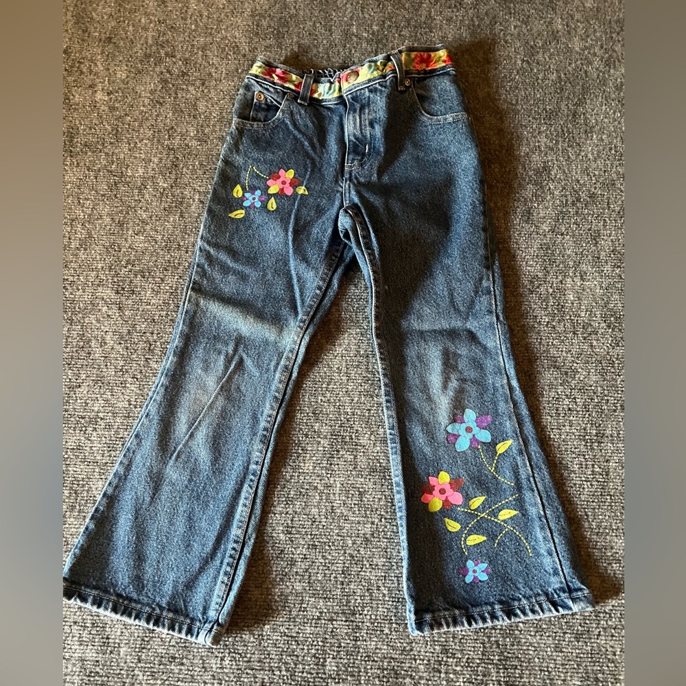 SONOMA Life + Style girl’s BlueJeans Flare Hand Painted Size 6X Adorable Cute
